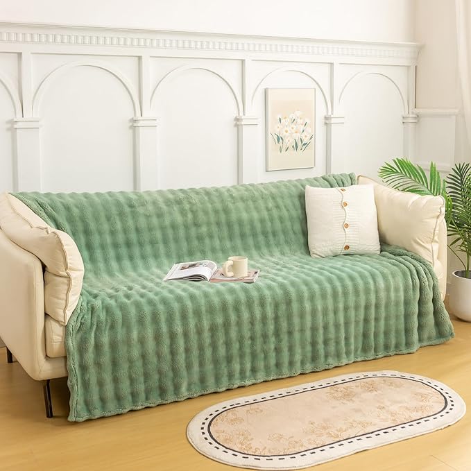 YUSOKI Luxury 3D Bubble Throw Blanket 2lb,All Ages,Home Decoration, (Sage Green,50 * 60inches)