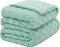 Pawque Super Soft Cozy Throw Blanket King Size for Couch Bed, Fluffy Sherpa Fleece Reversible Thick Warm Fuzzy Blanket for All-Season, 3D Checkered Jacquard Decorative Blankets, Sage Green, 108"x90"