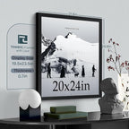 20x24 Picture Frame Set of 3, Textured Black Solid Wood Poster Frame, Wall Gallery Frame