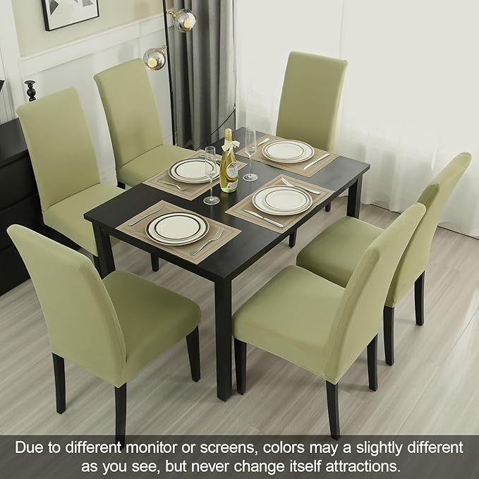 JQinHome Sage Green Chair Covers for Dining Room Set of 8, High Stretch Removable Washable Parsons Chair Slipcover for Home Party Hotel Wedding Ceremony (8PCS, Sage Green)