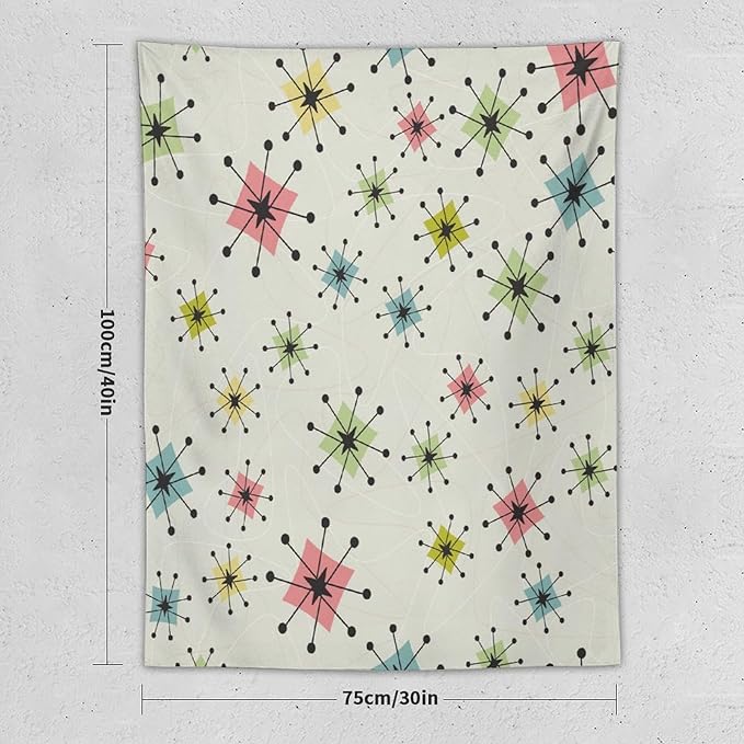 ICMOLYYENLO Abstract Cat Tapestry, Medieval Abstract Atomic Star Cat Vintage Home Wall Hanging Art Tapestry for Bedroom Living Room Dormitory 60x80 Inch