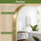 FARMER 16x20 Inch Gold Bathroom Mirror, Rectangle Vanity Mirror, Brushed Mirrors for Wall, Metal Frame Hanging Mirror with Round Corner for Bedrooms, Entryways, Living Rooms, Horizontal/Vertical