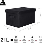 WUIKE 3 Pack Large Fabric Storage Bins with Lids, Decorative Storage Boxes with Handles, Storage Baskets for Shelves, Foldable Storage Containers, Closet Organizers for Towels, Clothes, Black