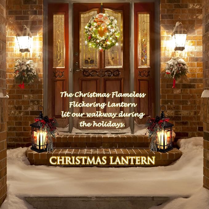 Christmas Lantern Christmas Decorative Lantern Snow Globe Christmas Decorations Indoor Outdoor Flashing Candle Lights, Dining Table Fireplace Decoration Hanging Candle Lanterns Holiday Decor