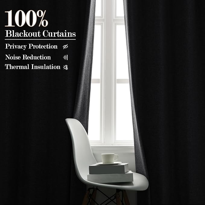 100" W x 96" L Faux Linen Room Divider Curtains, Full Blackout Pinch Pleated Drapes for Traverse Rod, Bedroom Divider Privacy Drapery with Hooks for Ceiling Track, 1 Panel, Silver Grey