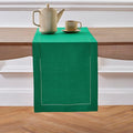 Solino Home Linen Hemstitch Table Runner 108 Inches Long - 100% Pure Linen Emerald Green Table Runner 14 x 108 Inch - Classic Hemstitch