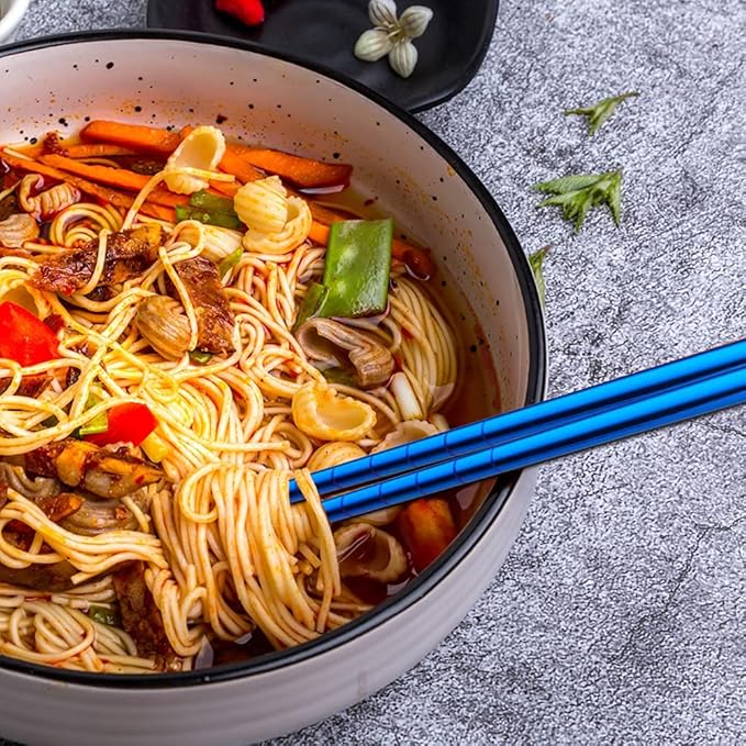 Travel Utensils Set with Case Reusable Portable Cutlery Set Stainless Steel 8pcs Including Dinner Knife Fork Spoon Chopsticks straws(Blue)