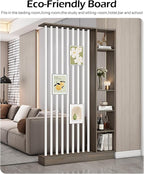Wall Room Divider, Storage Cabinet Storage Display with Shelves, Modern Freestanding Wood Room Divider Screen, Wall Privacy Screens for Home Decorative (Grey Oak+White,47" L x 9.5" W x 79.5" H)