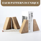Marble Bookends for Heavy Books, Decorative Book Ends for Shelves, Unique Marble Stone Durable and Heavy Book Ends for Hardback Books & CDS, Book Stopper/Holder, Set of 2(Moca Jade)