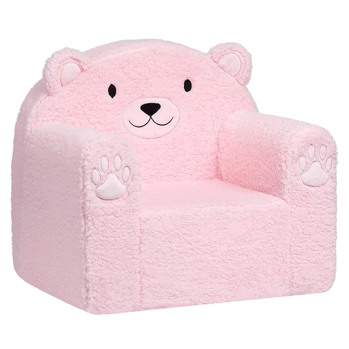 ALIMORDEN Animal Series Kid's Chair, Ultra-Soft Comfy Foam Filled Toddler Sofa Chair, Cute Animal-Shaped Design Toddler Couch, Lightweight Birthday for Baby Boys & Girls (Pink Bear)