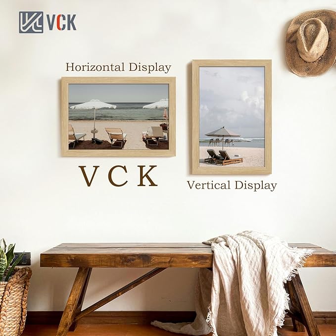 VCK 12x18 Oak Wood Frame for Poster & Picture, Natural Solid Wood Photo Frames 3 Pack, Wall Gallery Frame