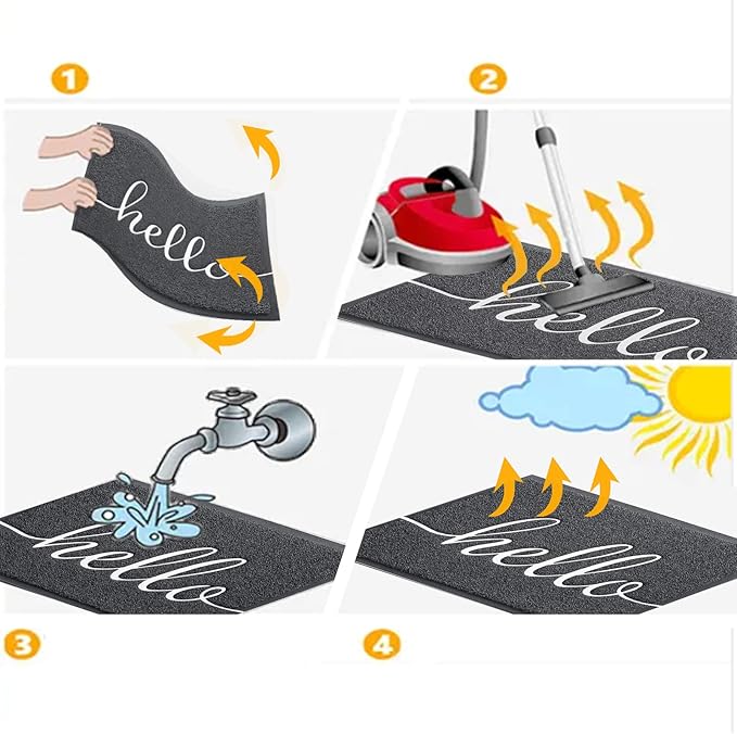 Door Mat, Durable Welcome Mat Low Profile Floor Mat Front Doormat Non Slip Mats Entrance Rectangular Doormat, for Entryway, Patio, High Traffic Areas (30"x17.5",Black)