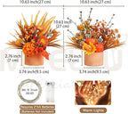 Thanksgiving Centerpiece Fall Table Flower - 2 Pack Lighted Realistic Artificial Table Plant with Western Modern Boho Rustic Aesthetic Bouquet Fall Decor Gift for Home Farmhouse