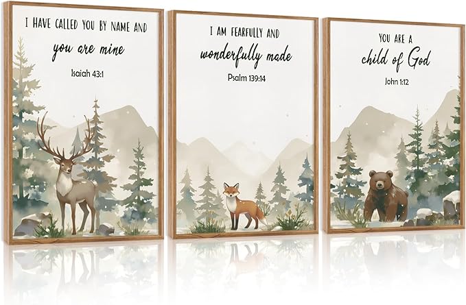 HPNIUB Bible Verses Canvas for Kids, You are A Child of God Scripture Wall Art, Jungle Animals Christian Religious Wall Decor, Ready to Hang for Nursery, Classroom, Bedroom, Playroom- 16"x24"x3