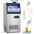 Commercial Ice Maker Machine 110 LBS/24H, 36 Ice Trays Freestanding & Undercounter Ice Machine Stainless Steel with 20 LBS Ice Storage Capacity, Ice Maker with Water Line and Filter, Dual Water Inlet
