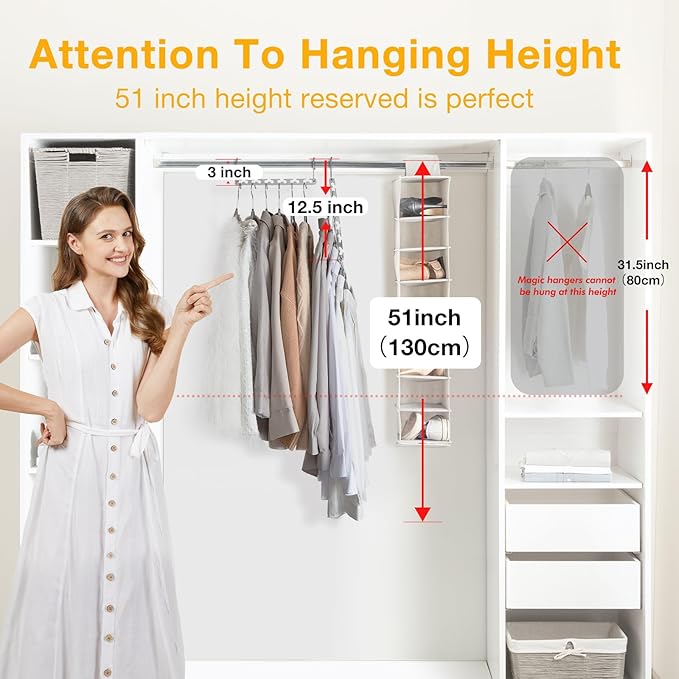 HOUSE DAY Space Saving Hangers for Clothes 12 Pack, Heavy Duty Hanger Organizer 30 Lbs Capacity, Metal Magic Hanger, Sturdy Multi Hangers, Closet Space Saver Closet Organizers and Storage