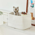 Small Cotton Rope Storage Basket Set of 3-11"x7"x7" Perfect Woven Baskets for Storage, Ideal Storage Baskets for Organizing Toys, Towels, and More - Baskets for Shelves and Home Decor（White）