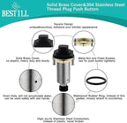 BESTILL Garbage Disposal Air Switch Kit, Square Raised Push Button Ideal for Long Nails, Cordless Sink Top Brass Switch for Food Waste Disposer, Matte Black, Compatible with all Garbage Disposals