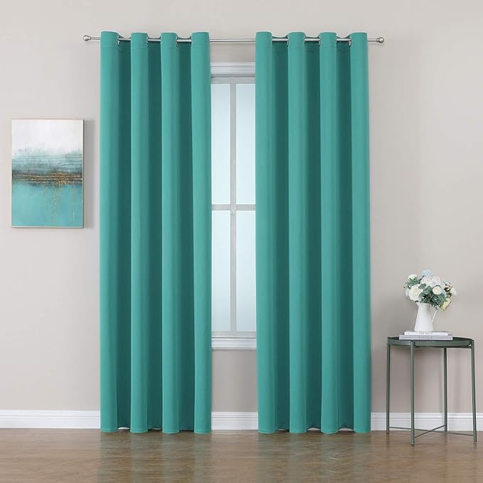 ChrisDowa Room Darkening Curtains 80 Inches Long 2 Panels Set for Living Room, Grommet Thermal Insulated Blackout Curtains for Bedroom (Teal, 52 x 80 Inch)
