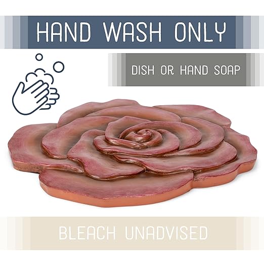 NAT & Jules Rose Flower Shaped Dimensional Indoor Outdoor 12 inch Cast Resin Decorative Garden Stepping Stone, Patio, Walkway Sculpture Yard Art, Colorful Blush