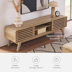 mopio Ensley TV Stand, Mid Century Modern for 55/60/65 inch TV, Farmhouse TV Stand, Entertainment Center with Storage, TV and Media Consol for Living Room (Oak, 59")