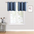 ChrisDowa Small Kitchen Valances for Windows - Grommet Short Thermal Insulated Room Darkening Window Valances Curtains for Living Room (2 Panels, Stone Blue, 52 x 18 Inch)