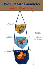 Hanging Fruit Basket, 3 Tier Cotton Macrame Produce Basket for Kitchen, Indoor Planter Hangers.