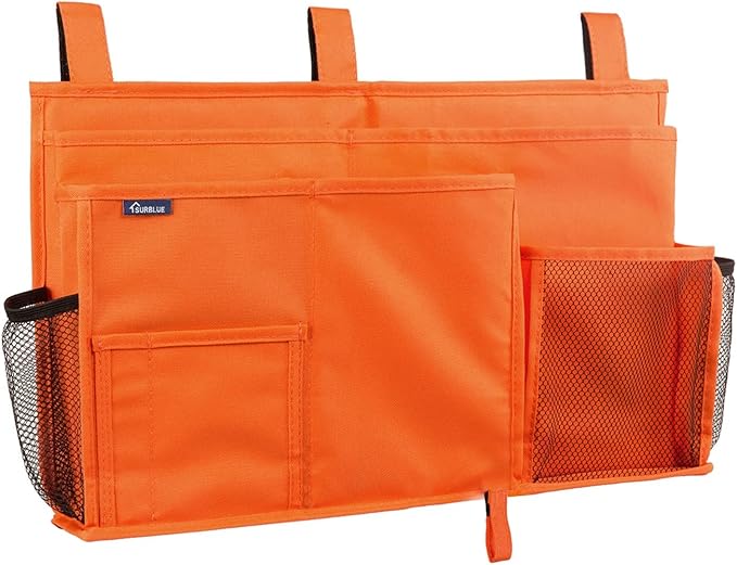 Surblue Caddy Hanging Organizer Bedside Storage Bag for Bunk and Hospital Beds, Orange, L