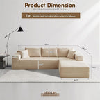 ovios 104" Cloud Sectional Couch with L-Shape Chaise,Modern Modular Sofa with Deep Seat, Upholstered Couches for Living Room Bedroom,No Assembly Required, Beige (Plush Corduroy Fabric)
