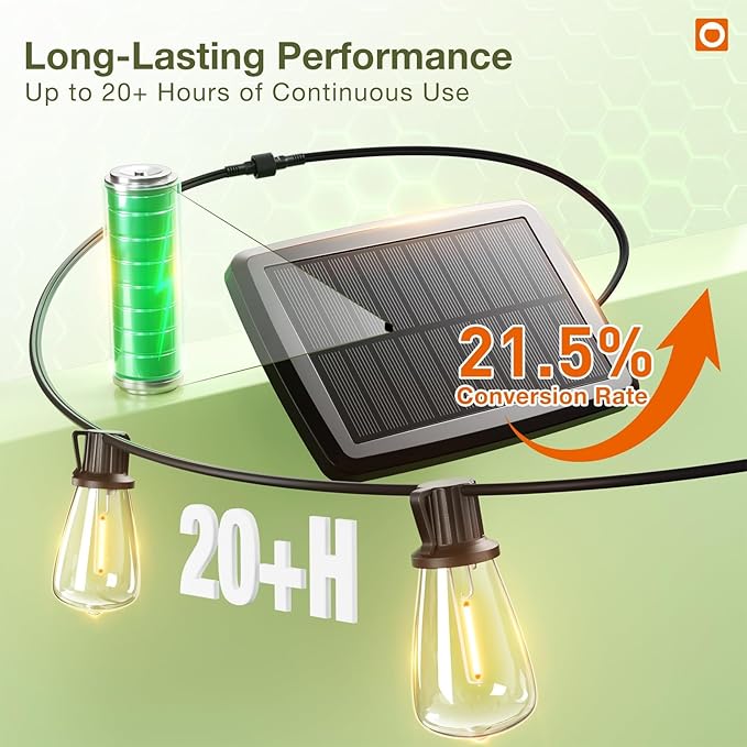 addlon 33(27+6) FT Solar String Lights Waterproof,Patio Light Solar Powered with Remote& USB Port 9+1 LED Shatterproof Bulbs 3 Lighting Modes Outdoor for Camping Backyard Garden