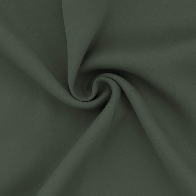 Easy-Going Blackout Curtains for Bedroom, Solid Thermal Insulated Grommet and Noise Reduction Window Drapes, Room Darkening Curtains for Living Room, 2 Panels (52x46 in,Greyish Green)