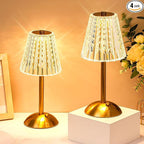 Liliful 4 Pcs LED Portable Cordless Table Lamp Touch Battery Operated Rechargeable Desk Lamp 3 Color Dimmable for Bedroom Living Room Dining (Classic Style,Gold)