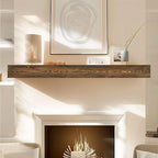 60x8x3 Fireplace Mantel - Handcrafted Hollow Rustic Solid Wood Wall Mounted Floating Shelf with Invisible Heavy Duty Wood Bracket (Weathered Brown)