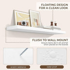 RICHFOCUS 48Inch Floating Shelves for Wall 2 Pack Shelves for Bedroom|Kitchen|Bathroom Wall Mounted Rustic Wood Floating Shelf with Invisible Brackets for Books|Storage|Decor, White