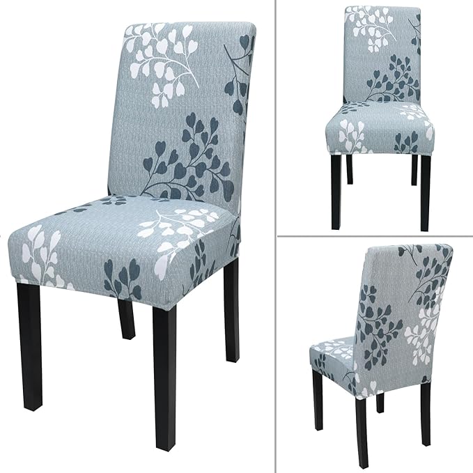 JQinHome Pattern Chair Covers for Dining Room Set of 6, High Stretch Removable Washable Parsons Chair Slipcover for Home Party Hotel Wedding Ceremony (Flower,6PCS)