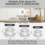 Lure Essentials Edge Silicone Cupping Set, Cupping Kit for Massage Therapy, Long Lasting Cups for Professional & Home Use, Body Sculpt Cup for Cellulite, Ultra Transparent Clear (8 Count)