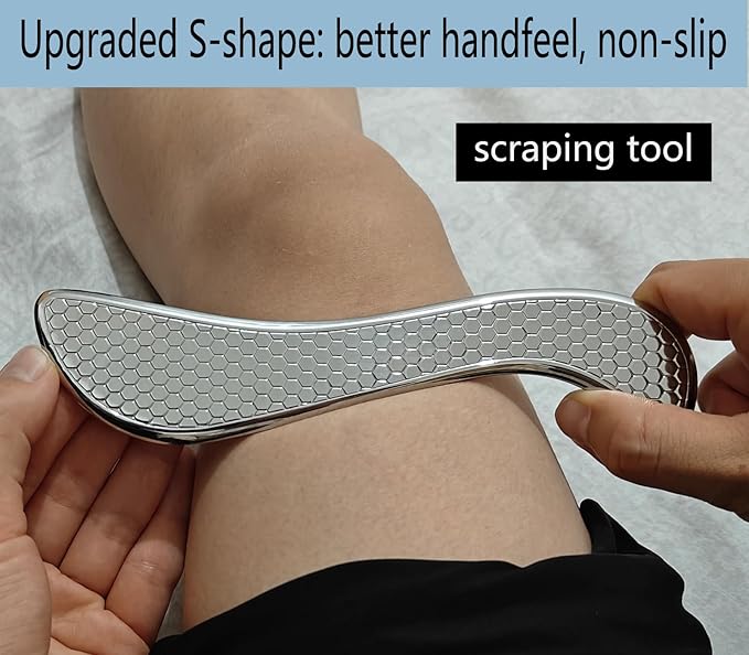 4 in 1 Stainless Steel Muscle Scraper Tool Set, IASTM Physical Therapy Massage Tools, Gua Sha Massage Scraping Tool with Storage Case