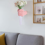 Pink Wall Sculpture,Wall Art Bedoroom,Hand Vase,Funky Flower Vase Decorations,Unique Wall Statue,Home Decor Art