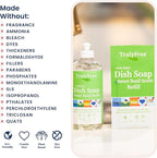 Natural Concentrated Dish Detergent Dishwashing Liquid | Plant-Based Dish Soap | Sweet Basil Fresh Scent | Pack of 3