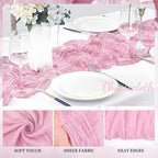 Light Pink Cheesecloth Table Runner 6 Pack 10FT Rustic Gauze Fabric Cheese Cloth Table Runner for Wedding 20 x 120 Inch Long Bridal Baby Shower Table Decorations Boho Sheer Birthday Party Table Decor