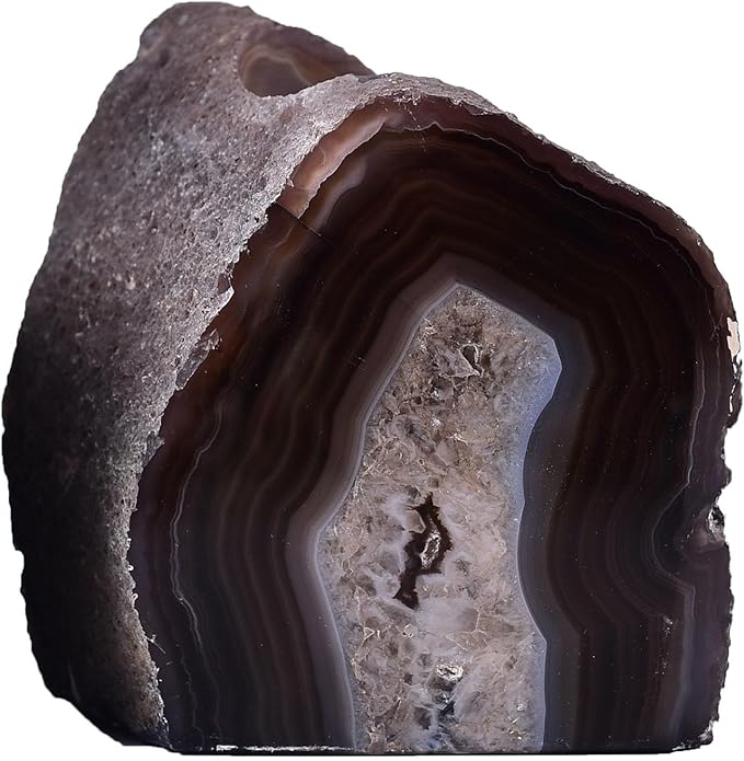 AMOYSTONE Earth Tone Agate Candle Stand 1.5-2lb Spa & Yoga Studio Essential | Natural Brazilian Stone | Meditation Sanctuary Decor | Eco-Friendly Spiritual Gift