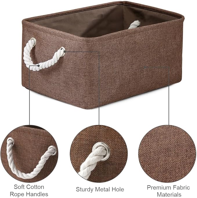 WarmHome Fabric Storage Bin Shelf Basket for Home, Closet(Brown-3 Pack, 13.8L9.8W6.7H)