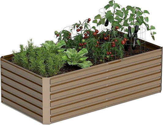 8x4x2 ft Raised Garden Bed, Large Metal Planter Raised Beds, Planters for Outdoor Plants for Vegetables, Flowers, Herbs, Fruits, and Succulents.
