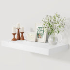 12 Inch Deep White Floating Shelves, 24 x 12 Floating Shelf for Books, Rustic Wood Deep Wall Shelves for Home Storage & Display, 2" Thicked Shelves for Kitchen, Living Room, Bedroom, 1 Pack