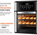 Air Fryer Oven 1800W, 12.7QT Capacity, Touchscreen Panel, Automatic Shut-Off – Black & Stainless Steel – Mondial
