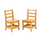 ECR4Kids Three Rung Ladderback Chair with Storage, 12in Seat Height, Classroom Seating, Honey, 2-Pack