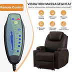 AHMED Power Recliner Chair with Vibration Massage & Heat for Adults, Faux Leather Home Theater Seating with Cup Holders/LED Lights/USB Ports/Side Pockets for Living Room, Brown