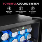 48 Can Beverage Refrigerator Cooler, Mini Fridge Glass Door with Adjustable Shelves, Freestanding Beverage Fridge with Blue LED for Home/Office/Dorm/Bar, 1.3 Cu.ft