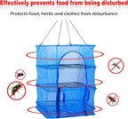 Drying Rack 4 Layers Folding Mesh, Foldable Nylon Netting, Hanging Drying Net, for Shrimp, Fish, Fruit, Vegetables, Herb, with Zipper Opening - Blue (25.59X13.78X13.78 in)