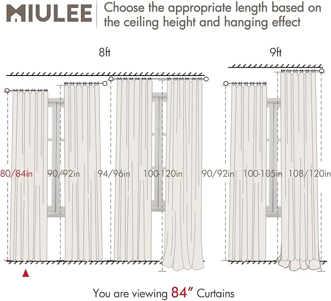 MIULEE 100% Blackout Curtains 84 Inch Long 2 Panels Set for Bedroom, Thick Luxury Faux Linen Black Out Curtain Room Darkening Back Tab Pleat Window Textured Drapes with Hooks for Living Room, Oatmeal